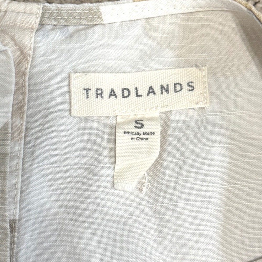 Tradlands Nova Caroline Print Linen Blend Midi Dress Neutral Earth Tones Small - Picture 4 of 9